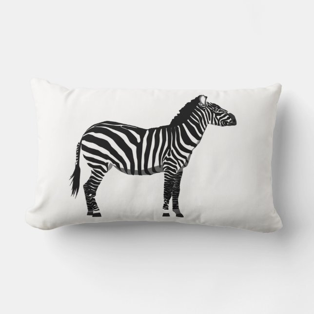 Coussin Rectangle Zèbre - Noir et Blanc (Recto)