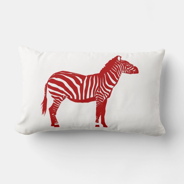 Coussin Rectangle Zèbre - Rouge profond et blanc (Recto)