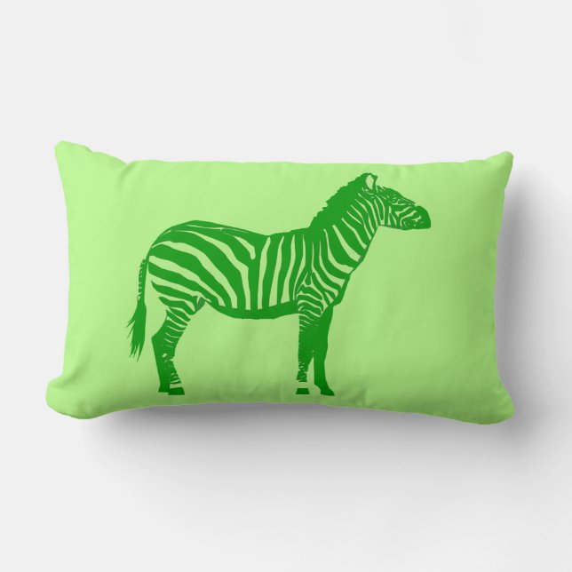 Coussin Rectangle Zèbre - Tons de Lime Vert (Recto)