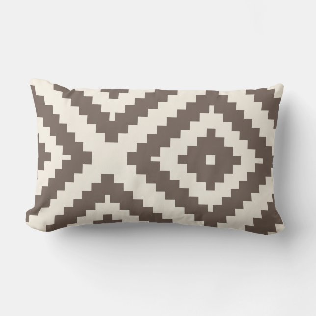 Coussin Rectangle Zigzag Motif géométrique Taupe Brown (Recto)