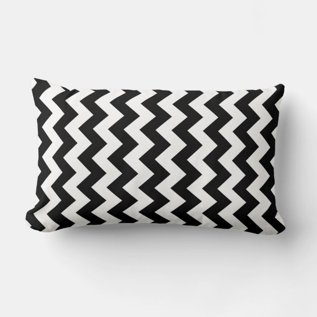 Coussin Rectangle Zigzag noir et blanc (Recto)