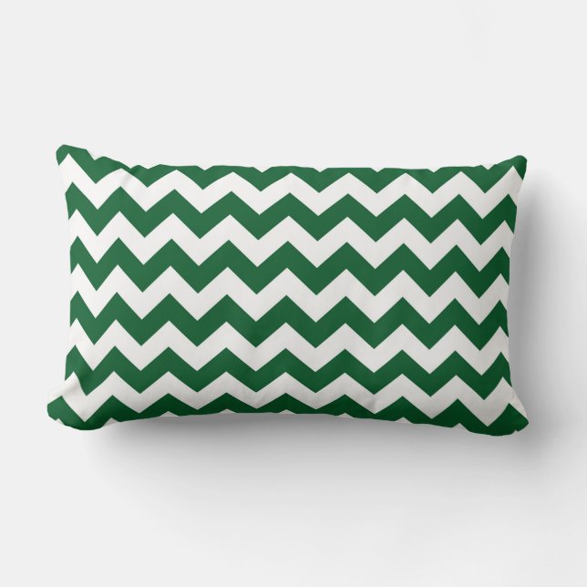 Coussin Rectangle Zigzag vert et blanc (Recto)