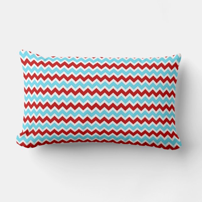Coussin Rectangle Zigzags rouges de Chevron de turquoise turquoise à (Recto)