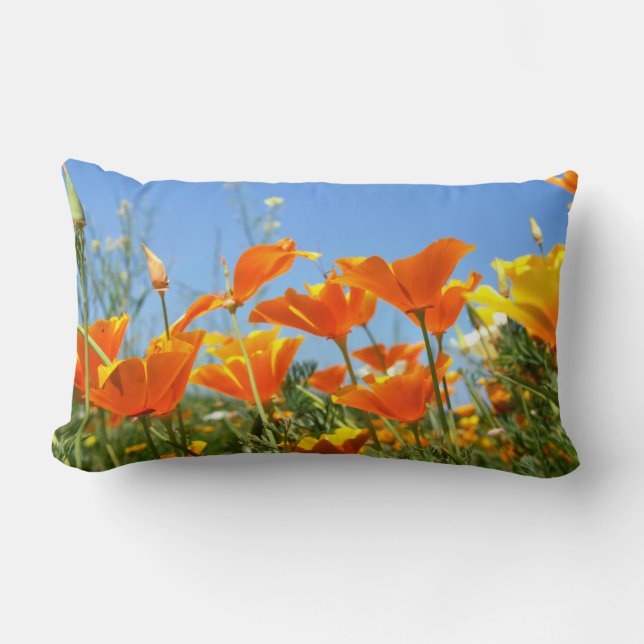 Coussin Rectangle Zomers gevoel van wilde oranje bloemen. (Recto)