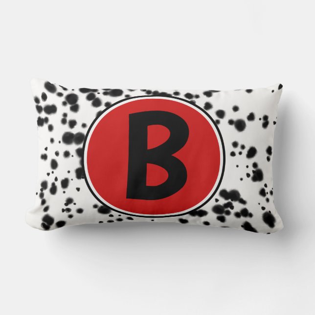Coussin Rectangle Zones de Dalmatie rouge noir (Recto)