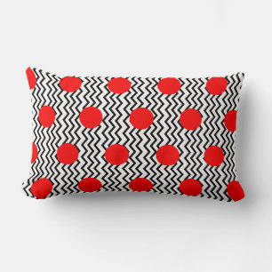 Coussin Rectangle Zones rouges à l'ancienne et Chevron noir