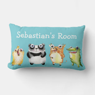 Coussin Rectangle Zoo mignon Animaux avec le nom de l'enfant