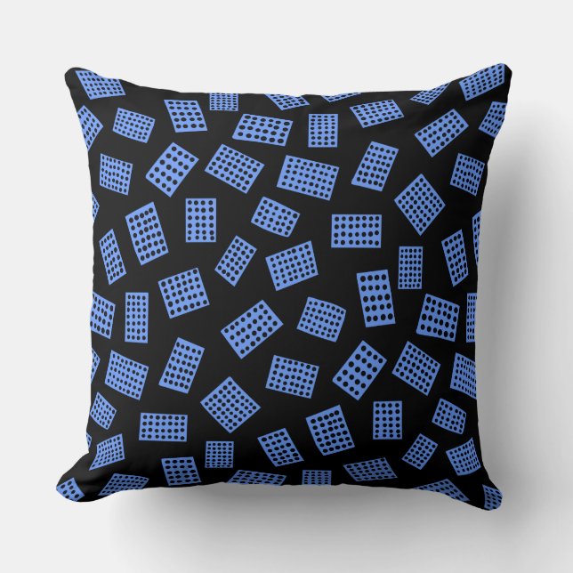 Coussin Rectangles Abstraites 081122 - Bleu bébé sur noir (Recto)