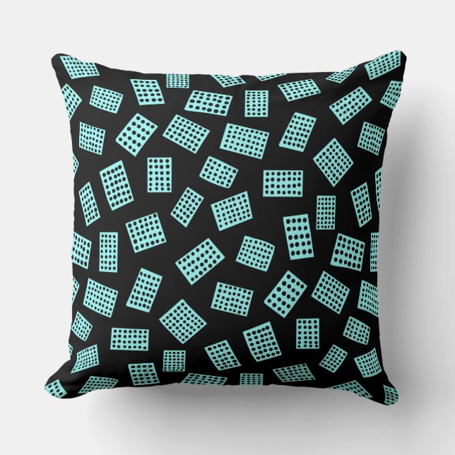 Coussin Rectangles Abstraites 081122 - Bleu glacé sur noir (Recto)