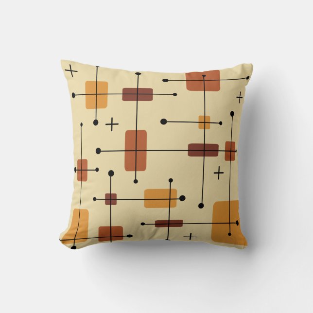 Coussin Rectangles arrondies Carré orange (Recto)