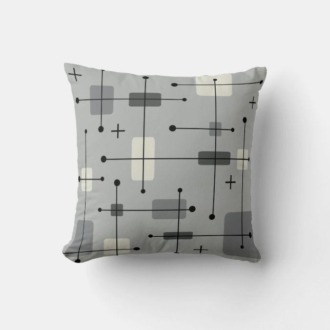 Coussin Rectangles arrondies gris Carré (Recto)