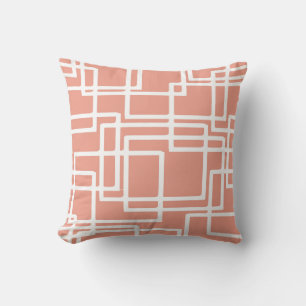 Coussin Rectangles Blancs Rétro Modernes Sur Corail