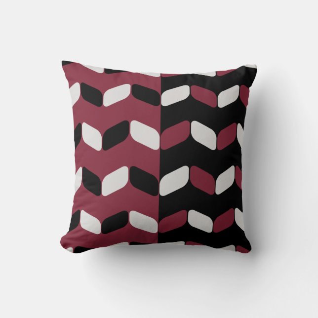 Coussin Rectangles diagonales Maroon noir (Recto)