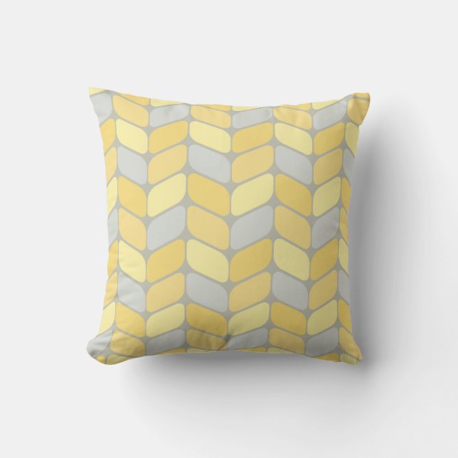 Coussin Rectangles diagonales vintages gris jaune (Recto)
