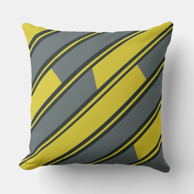 Coussin Rectangles diagonaux en jaune et gris foncé (Recto)