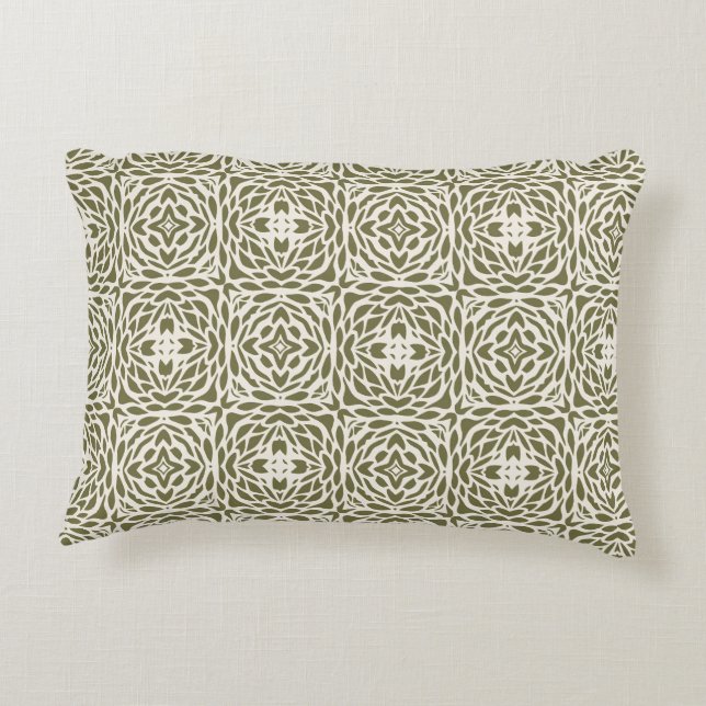 Coussin rectangulaire à motif géométrique olive fl (Dos)