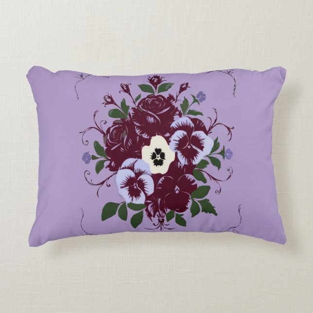 Coussin rectangulaire - Bouquet de Violettes (Devant)