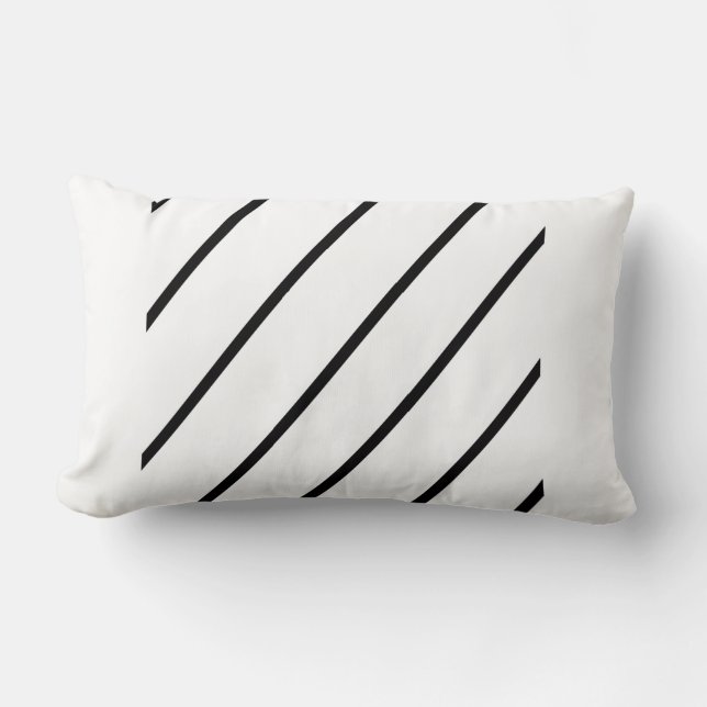 Coussin rectangulaire noir et blanc d'art moderne (Recto)