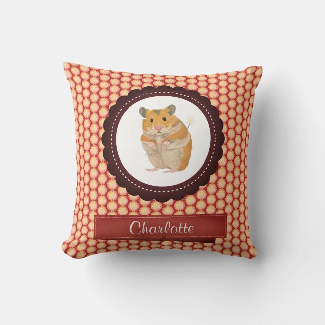 Coussin Red Ajouter Votre Nom Hamster (Recto)