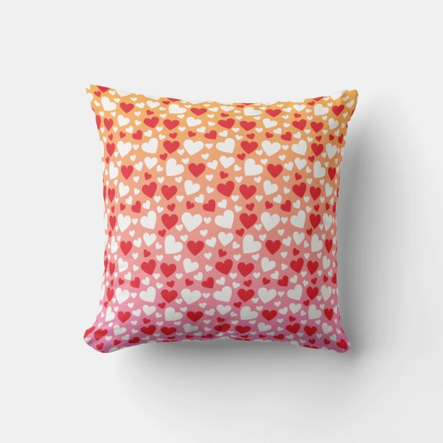 Coussin Red and White Hearts Pattern Throw Pillow (Recto)