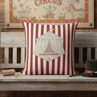 Coussin Red and White Striped Vintage Circus Tent Pillow