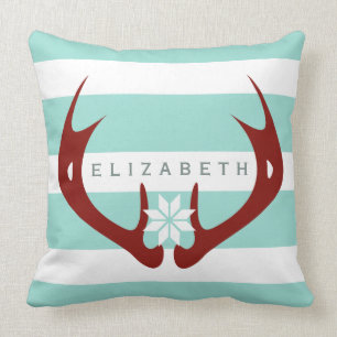 Coussin Red Antlers Snowflake 2 - Bleu