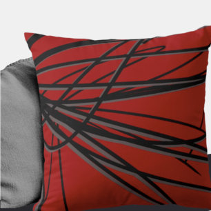 Coussin Red Black & Gray Artistic Elegant Abstract