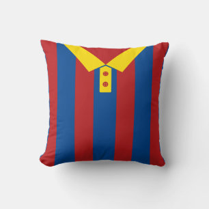 Coussin Red & Blue Stripes Nom et numéro Soccer Jersey