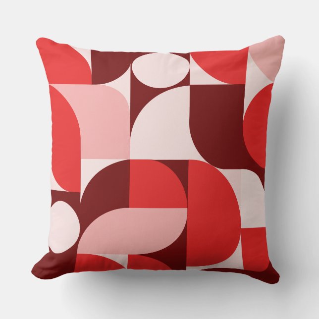 Coussin Red Blush Burgundy Geometric Composition (Recto)