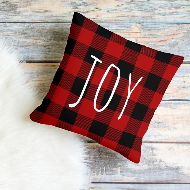 Coussin Red Buffalo Plaid & Joy | Holiday (Créateur téléchargé)