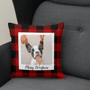 Coussin Red Buffalo Plaid & Joyeux Woofmas Avec Photo Chie