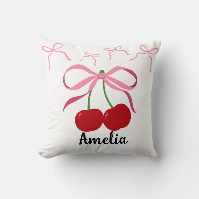 Coussin Red Cherries fruit pattern  (Recto)