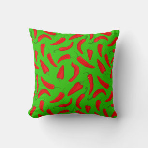 Coussin Red Chili Pepper Motif sur Green Fun