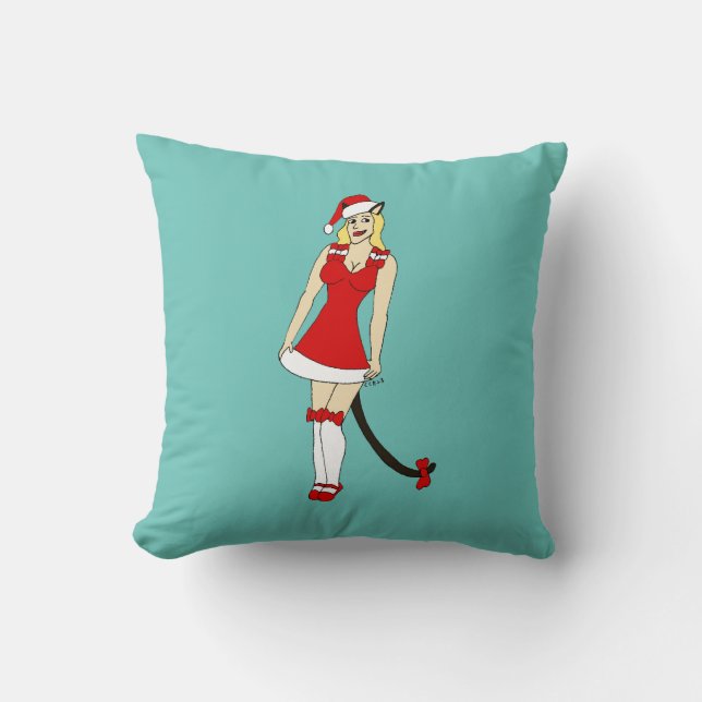 Coussin Red Christmas catgirl (Recto)
