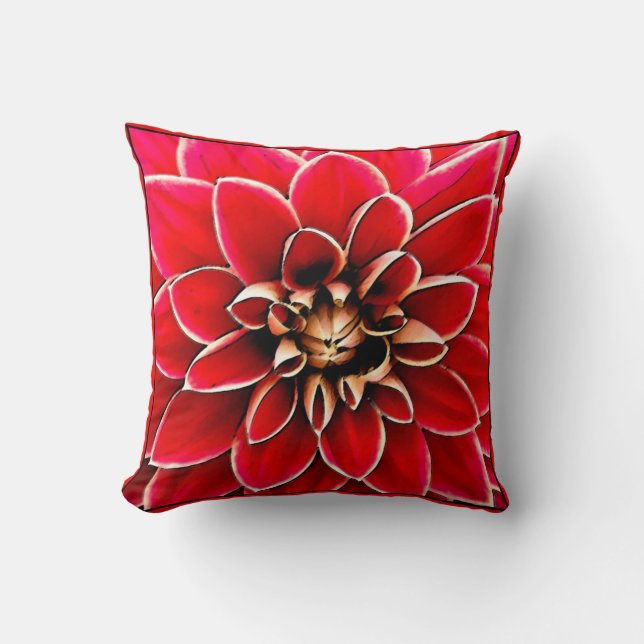 Coussin Red Dahlia, art numérique (Recto)