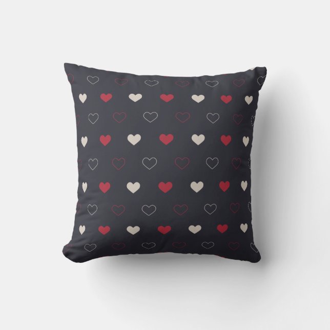 Coussin Red & dark Heart Seamless Pattern Cute Minimal (Recto)