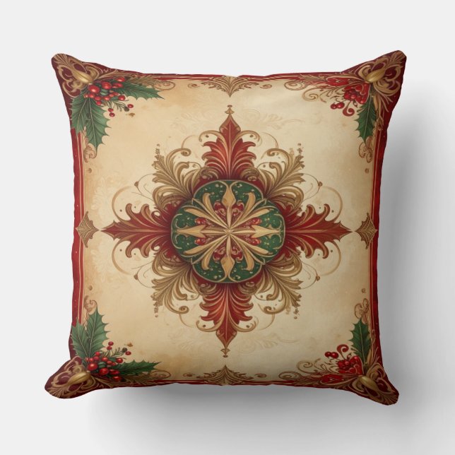 Coussin Red Decorative Christmas Throw Pillow (Recto)