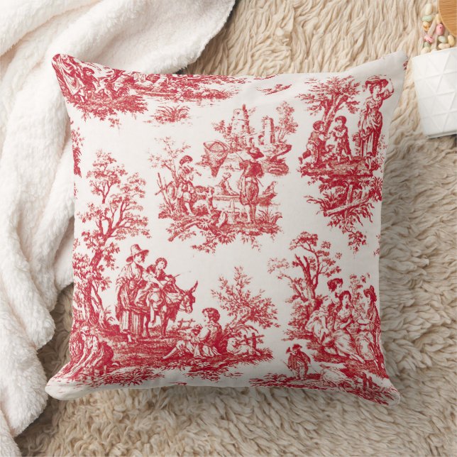 Coussin Red French Country Toile (Couverture)