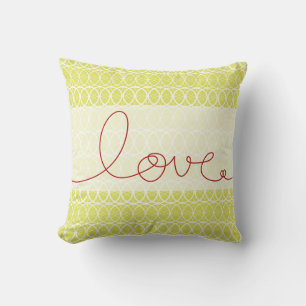 Coussin Red Fun Loopy Loopy Cercles d'écriture Lime Green
