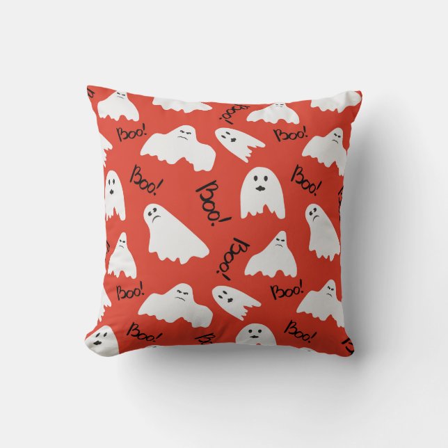 Coussin Red Ghosts : Motif Vintage d'Halloween (Recto)