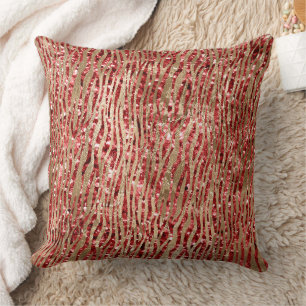 Coussin Red Glitz Gold Glam Zebra Print