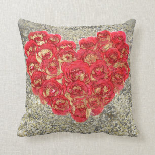 Coussin Red & Gold Heart Glam Rustic Love Rustic Valentine