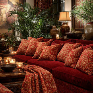 Coussin Red & Gold Paisley Pillows - Customizable 