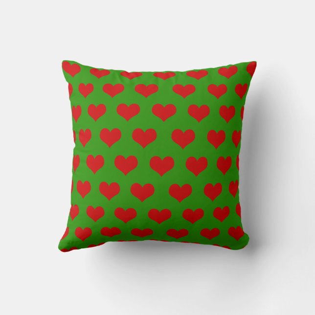 Coussin Red Green Cute Cosy Moderne Romantique Coeur Chic (Verso)