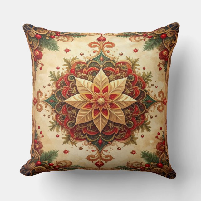 Coussin Red Green Decorative Christmas Throw Pillow (Recto)