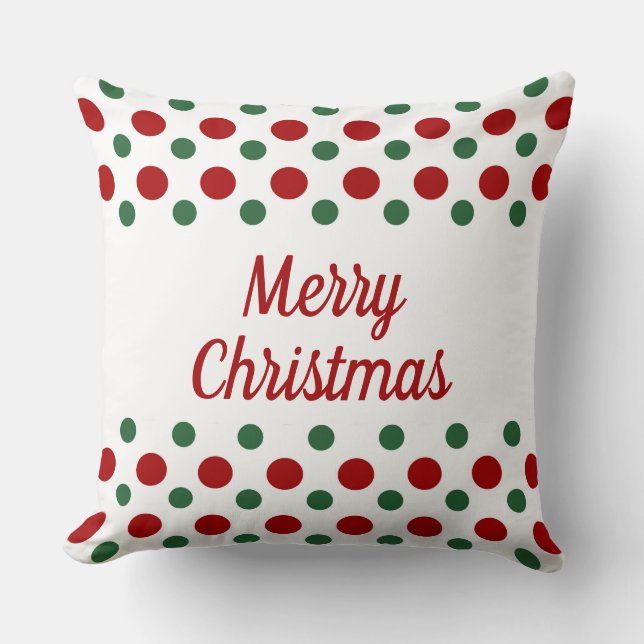 Coussin Red Green White Pois Joyeux Noël (Recto)