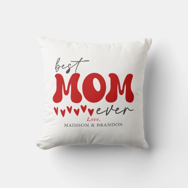 Coussin Red Grey mignonne meilleure maman jamais (Recto)