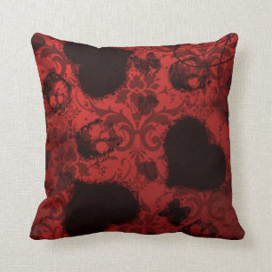 Coussin Red Grunge Damask Valentine