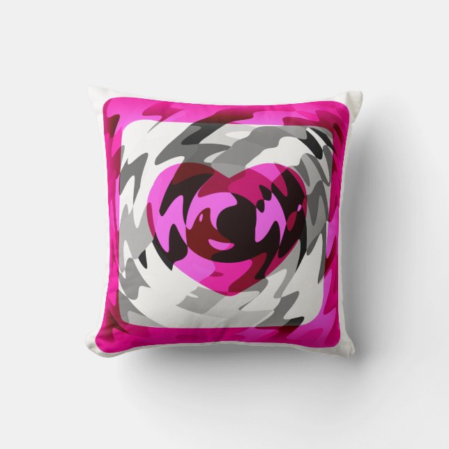 Coussin Red Heart Funky Retro Art Design Abstrait (Recto)