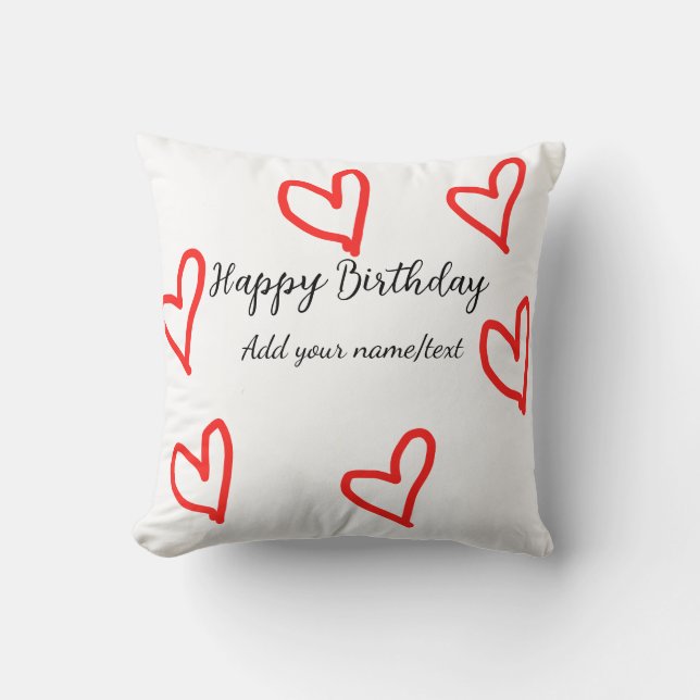 Coussin Red heart shaphappy anniversaire ajouter nom texte (Recto)